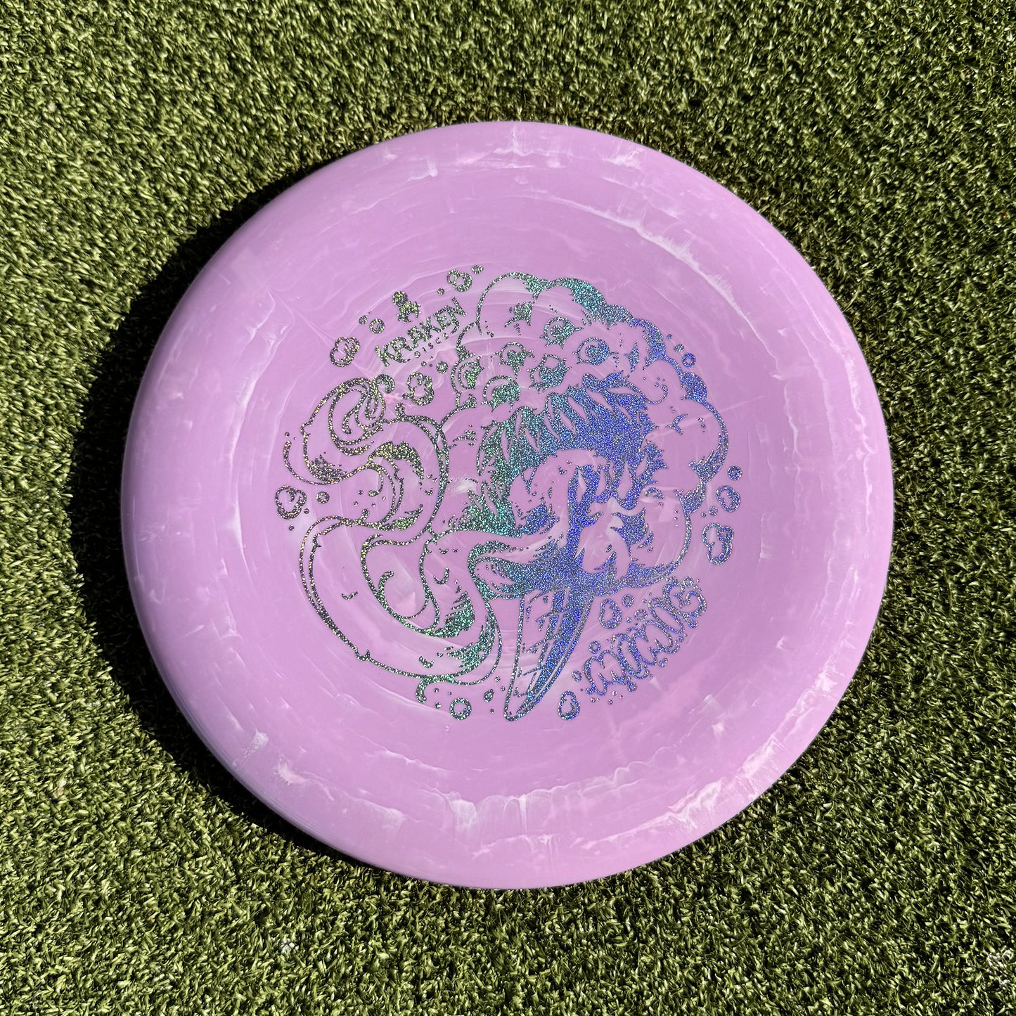 Pink Cotton Candy Mimic Putter in Elvin Plastic with Rainbow Foil