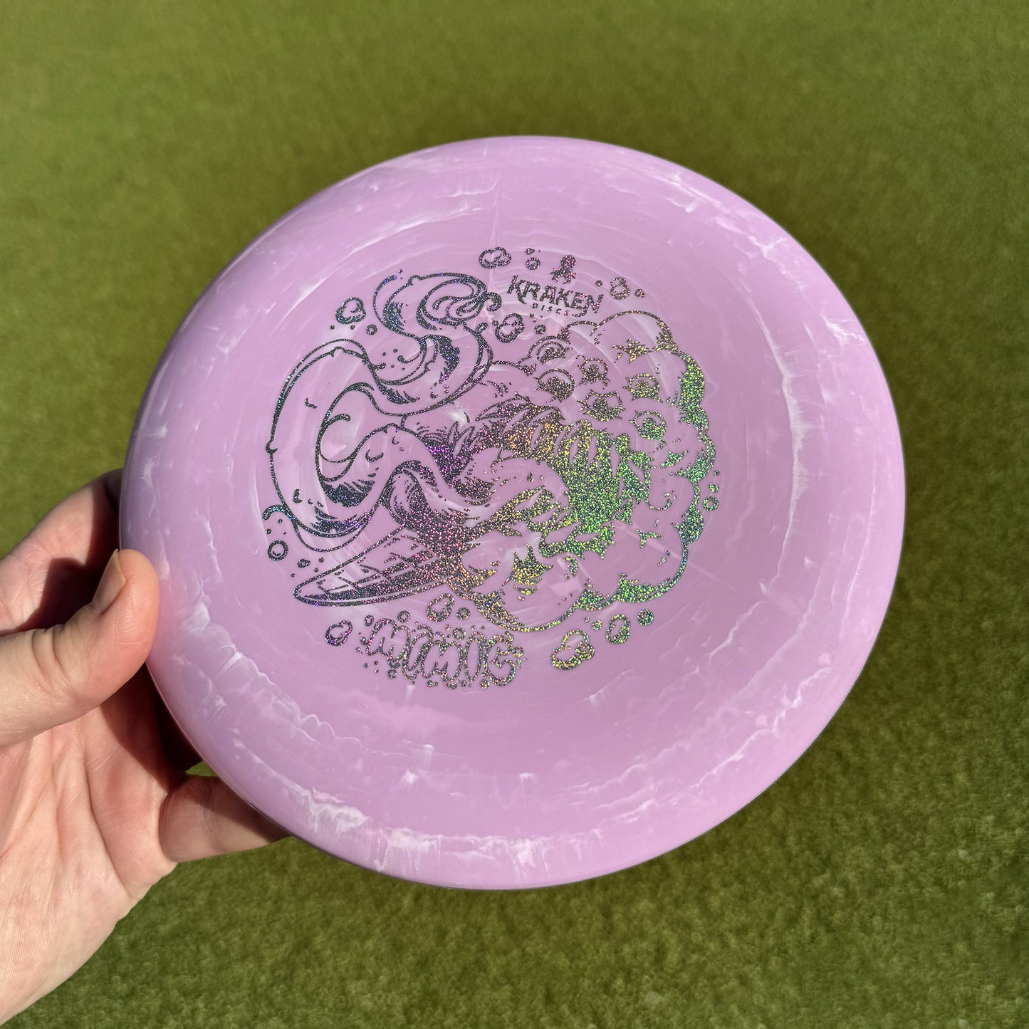 Pink Cotton Candy Mimic Putter in Elvin Plastic with Rainbow Foil