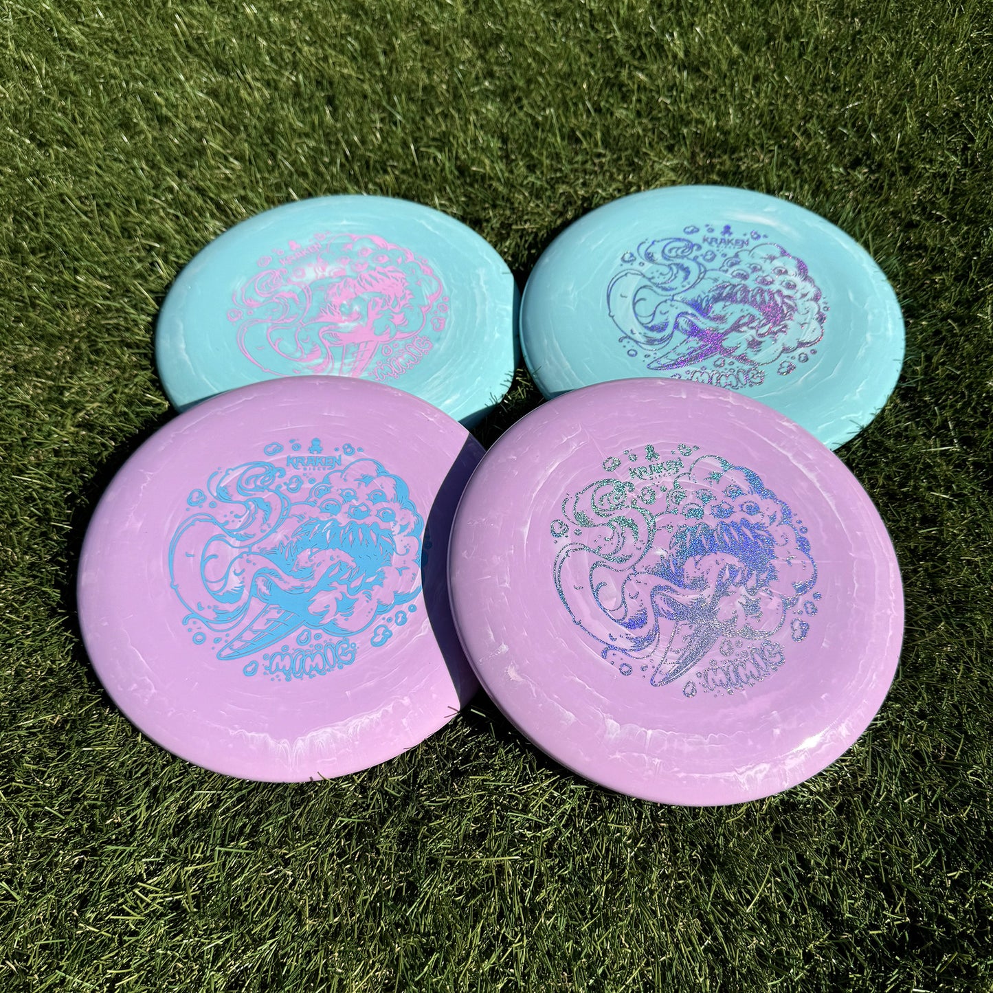 Pink Cotton Candy Mimic Putter in Elvin Plastic with Rainbow Foil