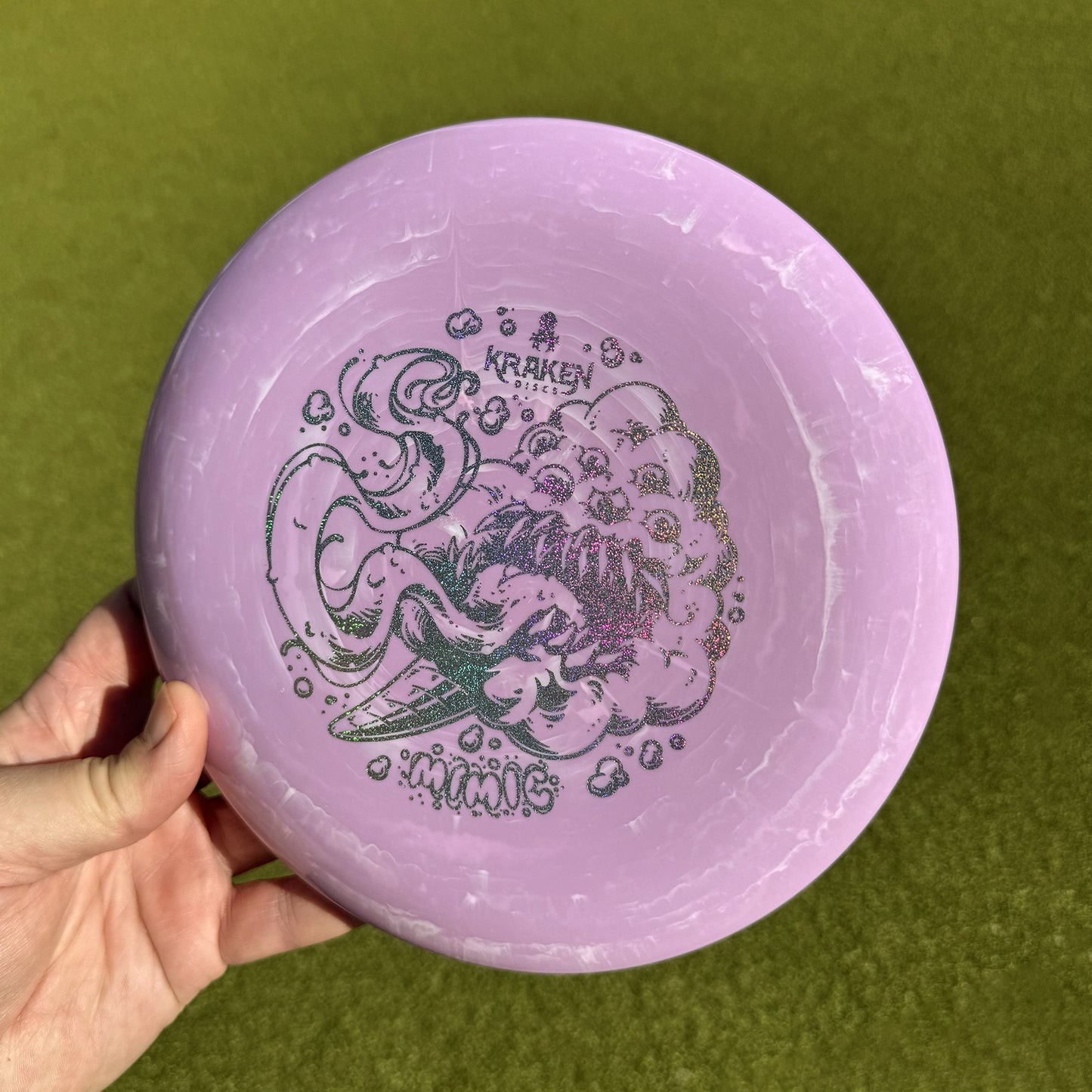 Pink Cotton Candy Mimic Putter in Elvin Plastic with Rainbow Foil